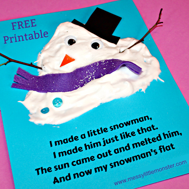 Melted Snowman Craft and Poem - Messy Little Monster